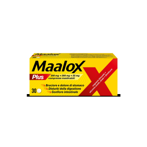 MAALOX PLUS PLUS 200 MG + 200 MG + 25 MG COMPRESSE MASTICABILI 30 COMPRESSE