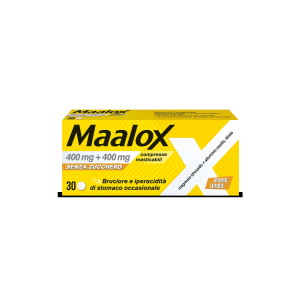 MAALOX 400 MG+ 400 MG COMPRESSE MASTICABILI SENZA ZUCCHERO AROMA LIMONE 30 COMPRESSE