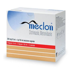 MECLON 200 MG/10 ML + 1 G/130 ML SOLUZIONE VAGINALE 5 FLACONI 10 ML + 5 FLACONI 130 ML + 5 CANNULE