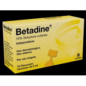 BETADINE 10% SOLUZIONE CUTANEA 10 FLACONCINI MONOUSO IN HDPE DA 5ML