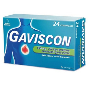 GAVISCON 500 MG + 267 MG COMPRESSE MASTICABILI GUSTO MENTA  24 COMPRESSE IN BLISTER