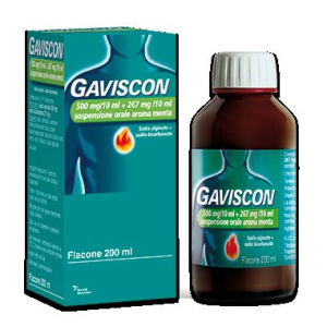 GAVISCON 500 MG/10 ML + 267 MG/10 ML SOSPENSIONE ORALE AROMA MENTA FLACONE DA 200 ML