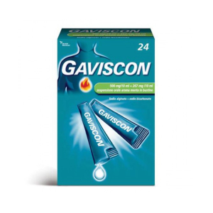 GAVISCON 500 MG/10 ML + 267 MG/10 ML SOSPENSIONE ORALE AROMA MENTA 24 BUSTINE MONODOSE DA 10 ML