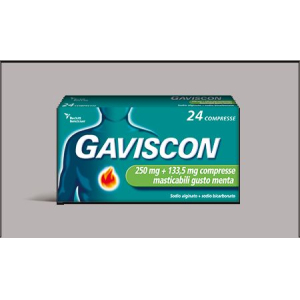 GAVISCON 250 MG + 133,5 MG COMPRESSE MASTICABILI GUSTO MENTA 24 COMPRESSE