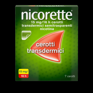 NICORETTE 15 MG/16H CEROTTI TRANSDERMICI 7 CEROTTI SEMITRASPARENTI IN PAPER-PET-AL-COCOEX