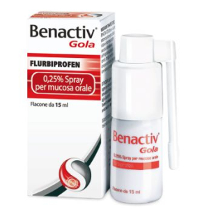 BENACTIV GOLA 0,25%  SPRAY PER MUCOSA ORALE FLACONCINO 15 ML