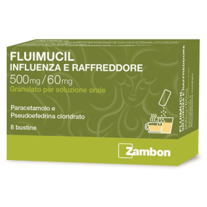 FLUIMUCIL INFLUENZA RAFFR 500 MG + 60 MG GRANULATO PER SOLUZIONE ORALE 8 BUSTINE