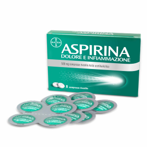 ASPIRINA DOLORE INF 500 MG COMPRESSE RIVESTITE 8 COMPRESSE IN BLISTER AL/PE/CARTA