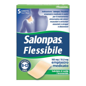 SALONPAS FLESSIBILE 105 MG/31,5 MG EMPIASTRO MEDICATO 5 EMPIASTRI IN BUSTINA CELLOPANE/PE/AL/PE