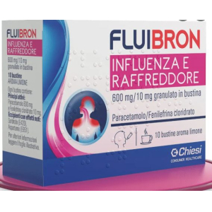 FLUIBRON INFLUENZA E RAFF 600 MG/10 MG GRANULATO IN BUSTINA 10 BUSTINE PET/AL/PE