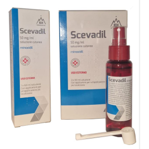 SCEVADIL 50 MG/ML SOLUZIONE CUTANEA 3 CONTENITORI MULTIDOSE CON POMPA DOSATRICE IN PET DA 60 ML