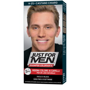 JUST FOR MEN SHAMPOO COLORANTE H25 CASTANO CHIARO ATTIVATORE CHIARO 38,5 ML + BASE COLORE 27,5 ML