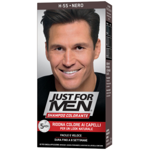 JUST FOR MEN SHAMPOO COLORANTE H55 NERO ATTIVATORE CHIARO 38,5 ML + BASE COLORE 27,5 ML