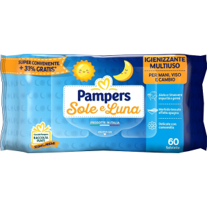 PAMPERS WIPES SOLE & LUNA EFFETTO SPUGNA 60 SALVIETTE