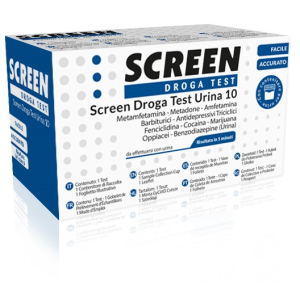 SCREEN DROGA TEST 10 DROGHE TEST ANTIDROGA CON CONTENITORE URINA