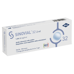 SIRINGA INTRA-ARTICOLARE SINOVIAL 32 ACIDO IALURONICO SALE SODICO 1,6% 32MG/2ML 2ML + AGO 21 GAUGE