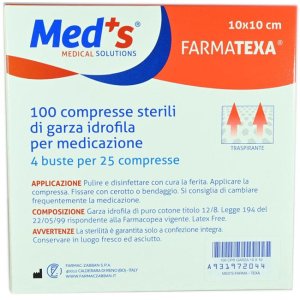 GARZA COMPRESSA IDROFILA MEDS FARMATEXA 2/8 10X10CM 100 PEZZI