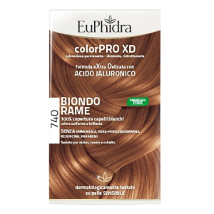 EUPHIDRA COLORPRO XD 740 BIONDO RAME GEL COLORANTE CAPELLI IN FLACONE + ATTIVANTE + BALSAMO + GUANTI