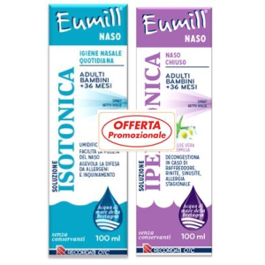 EUMILL NASO BIPACK SPRAY SOLUZIONE ISOTONICA 100 ML + SOLUZIONE IPERTONICA 100 ML