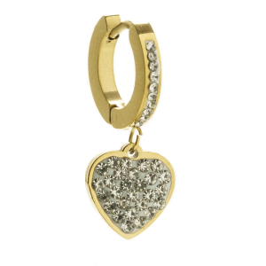 ORECCHINO HOOP PENDENTE CUORE ORO STRASS