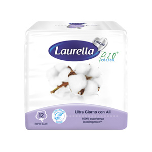 ASSORBENTE LAURELLA IN COTONE ULTRA GIORNO CON ALI 12 PEZZI