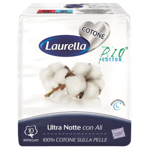 ASSORBENTE LAURELLA PER DONNA IN COTONE ULTRA ALI NOTTE 10 PEZZI