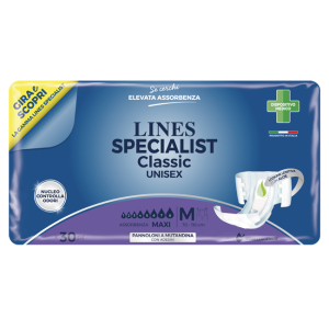 PANNOLONE A MUTANDINA LINES SPECIALIST CLASSIC MAXI MISURA MEDIA 30 PEZZI