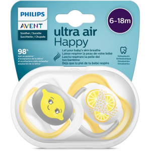 AVENT ULTRA AIR CIUCCIO ORTODONTICO 6-18 MESI NEUTRO/LIMONI 2 PEZZI