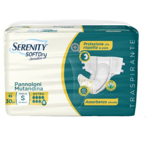 SERENITY PANNOLONE MUTANDINA SD SENSITIVE EXTRA TAGLIA S 30 PEZZI