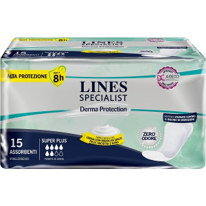 PANNOLONE PER INCONTINENZA LINES SPECIALIST DERMA SAGOMATO ANATOMICO SUPER PLUS 15 PEZZI