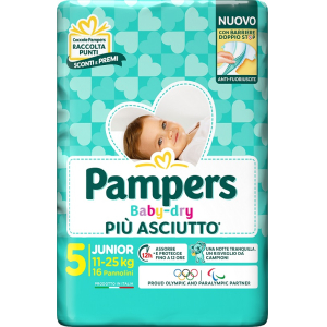 PAMPERS BABY DRY PANNOLINO DOWNCOUNT JUNIOR 16 PEZZI