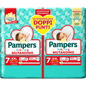 PAMPERS BABY DRY PANNOLINO MUTANDINA DUO DOWNCOUNT XXL 26 PEZZI