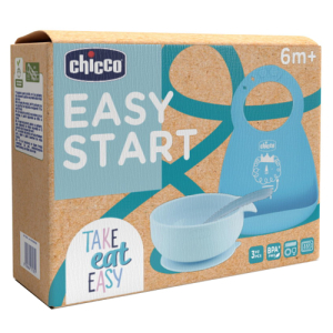 CHICCO SET PAPPA SILICONE 6M+ AZZURRO