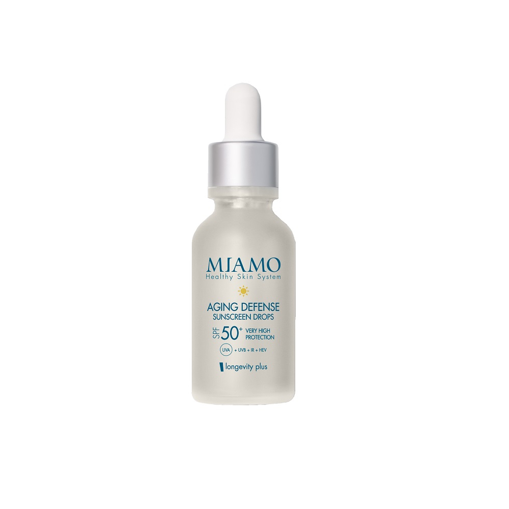 MIAMO LONGEVITY PLUS AGING DEFENSE SUNSCREEN DROPS SOFT GOLD 30 ML