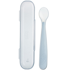 CHICCO CUCCHIAIO SILICONE CON CASE GRIGIO 6 MESI+